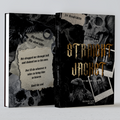 A book cover mockup showing the front and spine of a horror novel titled "Straight Jacket" by J.N.